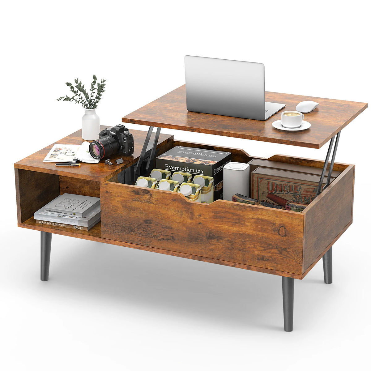 Variante chocolat de la table basse relevable