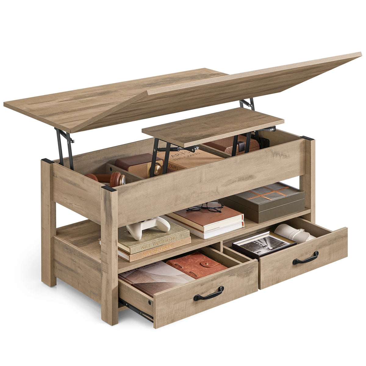 Variante marron camel de la table basse relevable