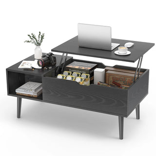 Table basse relevable 100 x 50 cm en décor bois