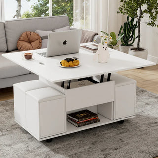 Variante entièrement blanche de la table basse relevable