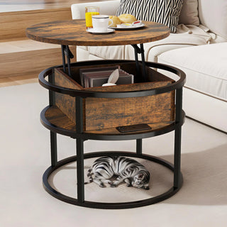 Table basse relevable ronde 60 cm dans un séjour